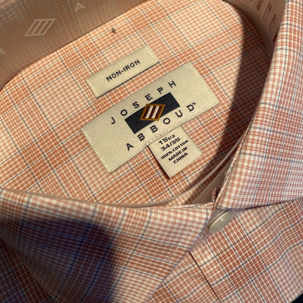 Joseph Abboud Rust Plaid Dress Shirt